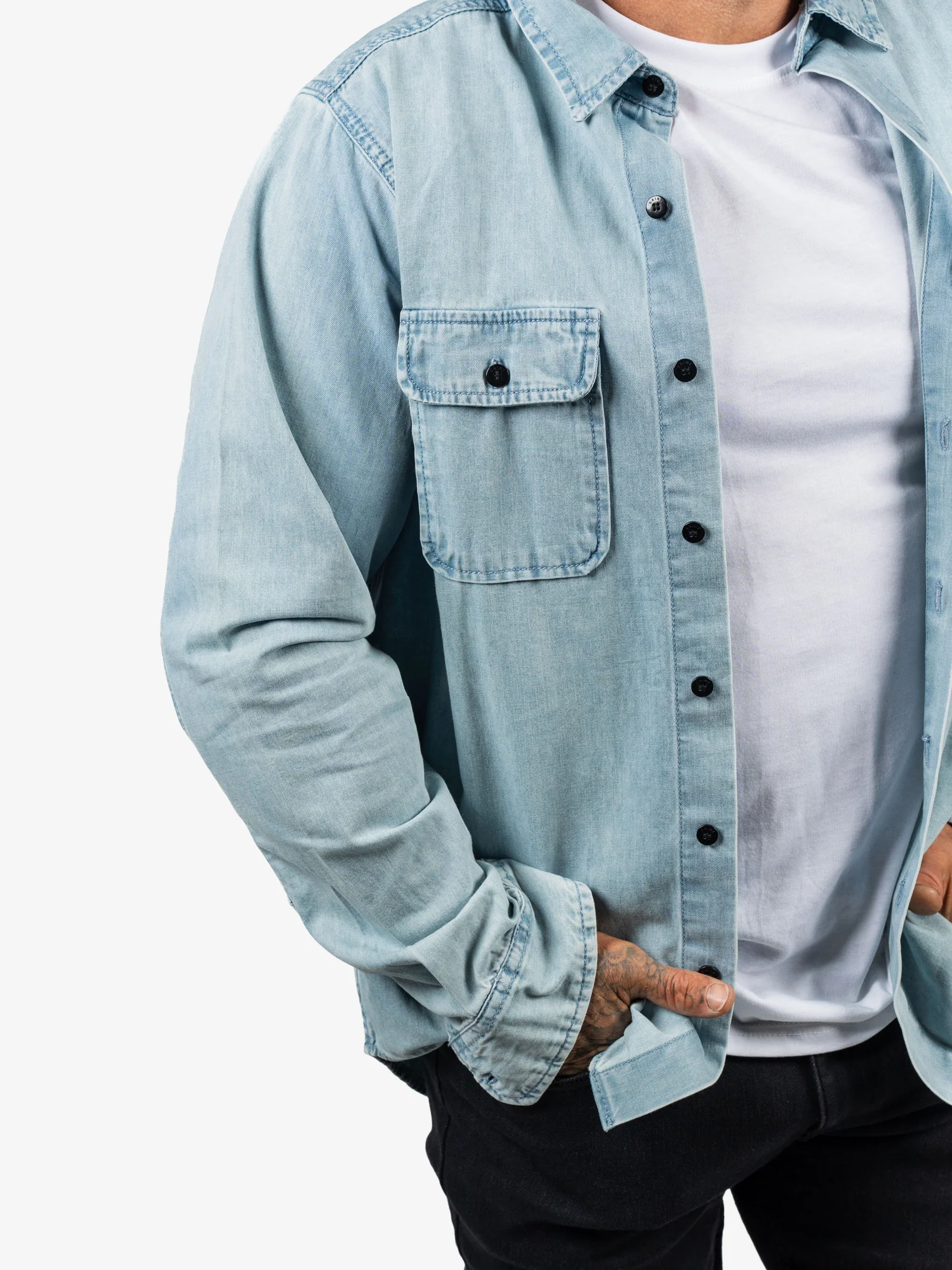 Bleached Denim Shirt - Image 4