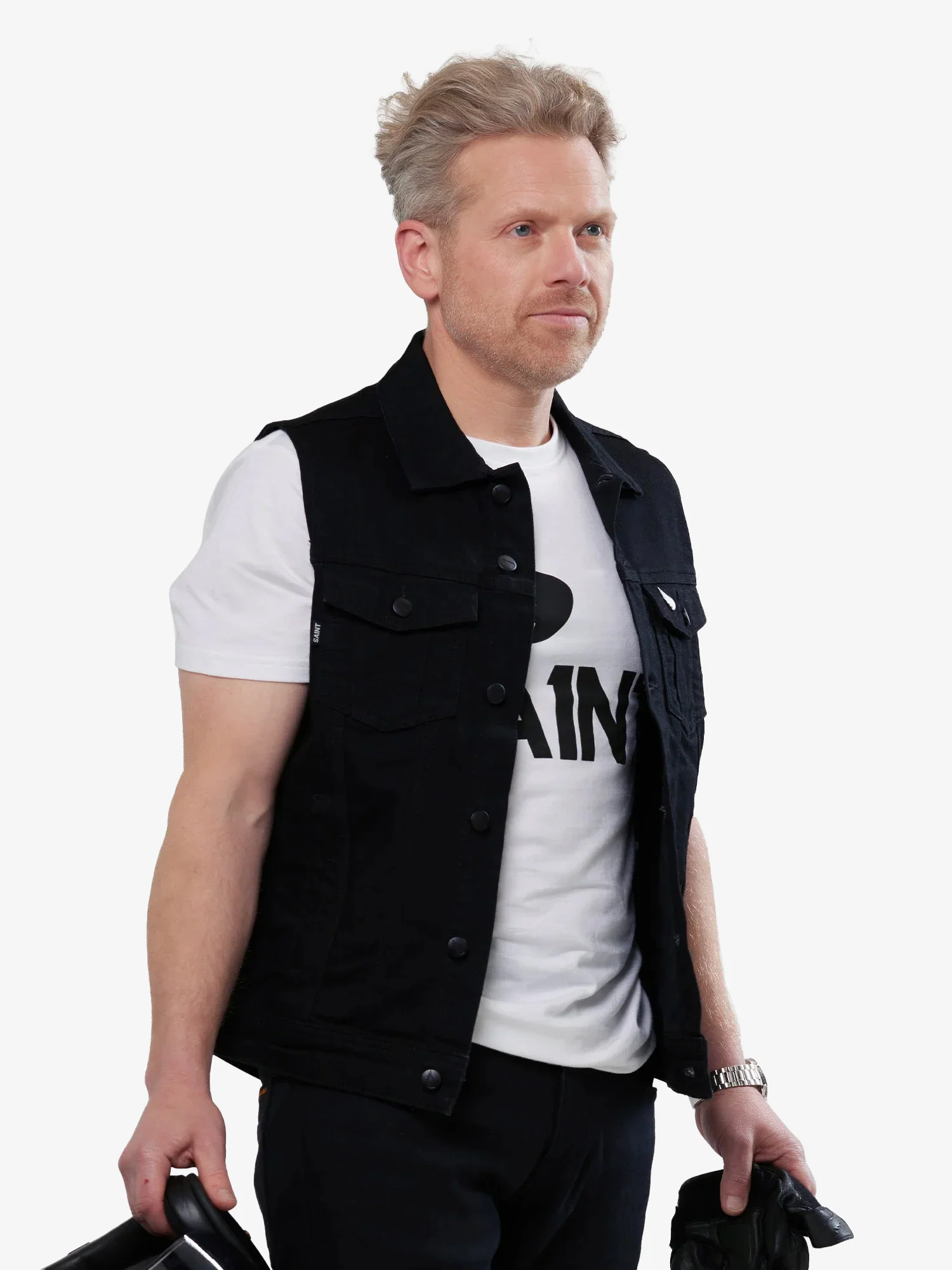 Moto Denim Vest | Black - Image 3